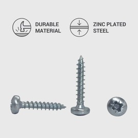 Pack of 50 DIN 7981 Galvanised Steel 4.5 x 25 mm Wood Screws Chipboard Screws with Flat Head Universal Pozi Drive Screw (50, 4.5 x 25 mm)