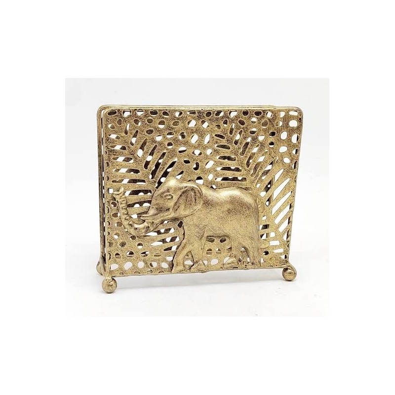Chez Juju Bronze Elephant Tabletop Napkin Holder | Metal Freestanding