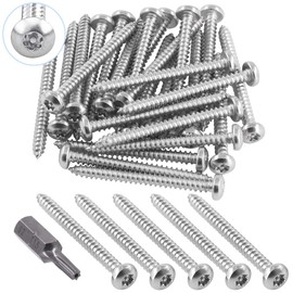 Glarks 51Pcs #6 x 1-1/2'' Button Head Torx Security Machine Screws Stainless Steel Tamper Resistant Screws with T15 Bit (50pcs #6 x 1-1/2'')