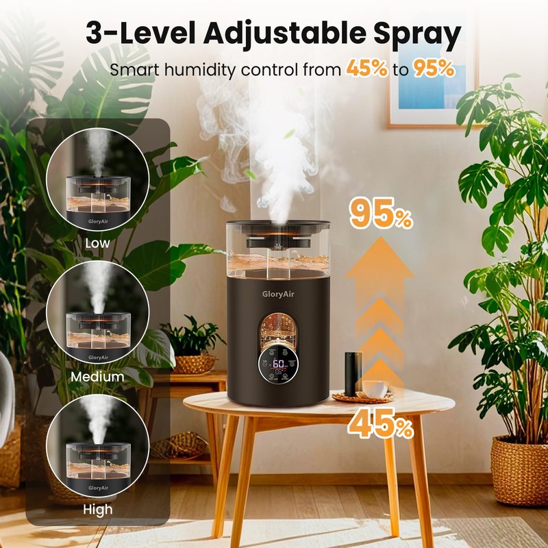 Humidifiers for Bedroom Large Room -GloryAir 6L Cool & Warm