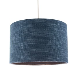 Contemporary Bobbled and Textured Linen Fabric Lamp Shade in Navy Midnight Blue | 30cm x 20cm | for Ceiling Pendant or Lamp Base by Happy Homewares
