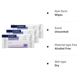 carebymail Conti So Soft Large Patient Cleansing Dry Wipes (3 Packs of 100 Dry Wipes)