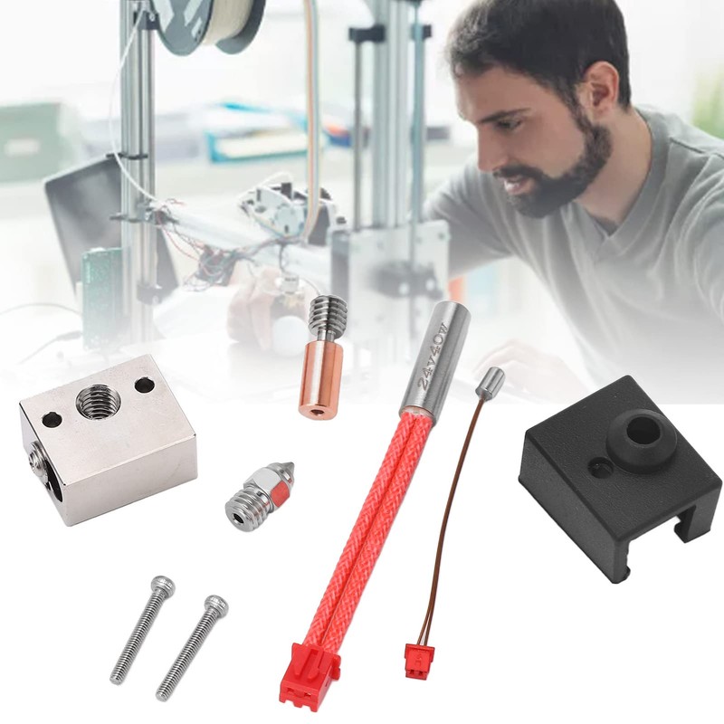 3D Printer Hot End Kit Bimetallic Heating Block Throat Tube