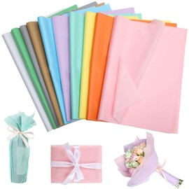 100 Sheets of Tissue Paper 50 x 70 cm, Tissue Paper Packaging Material, Packaging Paper, Tissue Paper, Transparent Paper, Colourful for Birthday, Christmas, DIY, Crafts, Packaging (10 Colours)