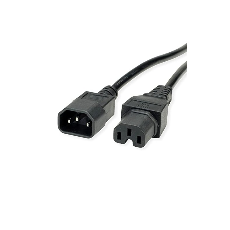 VALUE Power Cable IEC320/C14 Male to C15 Female, Black, 1.8