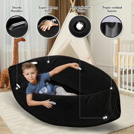 XLYLKS Sensory Chair Inflatable Peapod Canoe, 60" Sensory Pod Sitting for Autistic Children, Therapy Pea Pod for Children, Sensory Peapod Includes Electric Air Pump, Pink