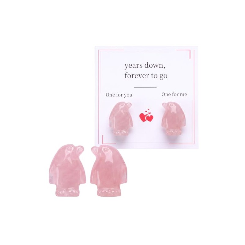 Penguin Pocket Hug Gifts for Women Men Rose Quartz 2PCS