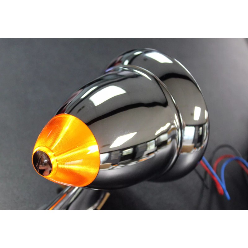 PTRP NEW Talbot Classic Chrome Bullet Side Mirrors LED Turn