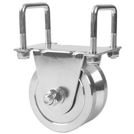 Gudwells Heavy Duty 4” Slide Gate V-Groove Wheel Dual Bearing Bolted External Mount Bracket Cradle Solid Steel for Inverted V-Shape Sliding Rolling Track Gates up to 3000lbs Capacity – NO Welding