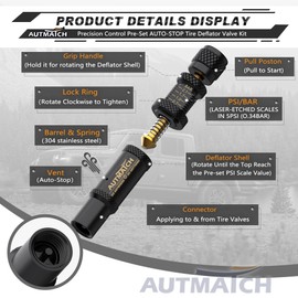AUTMATCH Adjustable Tire Deflator Valve Kit (10-30PSI) - Tire Air Down Tool