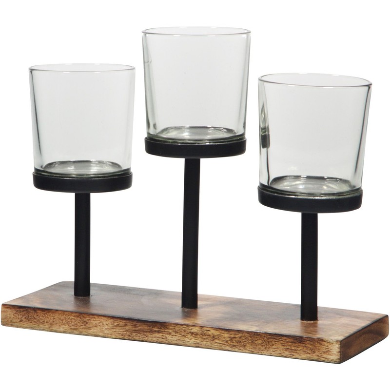 Elegant, Decorative Votive Candle Holder Centerpiece, 3 Glass Votive Cups