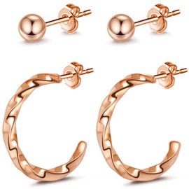 Earrings 925 Silver Set, Hypoallergenic Waterproof Stud Earrings Silver Women, Earrings for Multiple Ear Holes (Circle, Ball, Disc) Stud Earrings Women's Gold/Silver/Rose Gold Gifts for Women