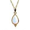 Opal gold necklace pendant, White Opal teardrop pendant, 14k gold