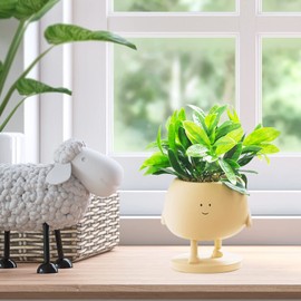 COTYNI Face Plant Pots, Succulent Pots, 5 Inch Head Planters for Indoor Plants, Cute Resin Flower Pot with Drainage Hole, Unique Cactus Planter