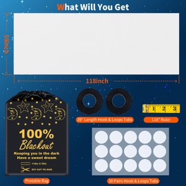 100% Blackout Blind White (118"x 59") Curtains Window Cove [DIY Cut to Any Size or Shape] [Hook & Loop Tabs][ Portable Bags for Travel ] [Light & UV Blocking ] for House,Baby Nursery,Apartment