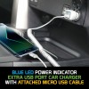 Cellet Micro USB Car Charger with Extra USB Port High