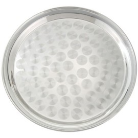 Winco 12" Service Tray, Round, S/S, Swirl Pattern