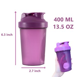 OOTD Protein Shaker Bottle, 400 ml, Leak-Proof, BPA-Free, Protein Shaker for Supplement Shakes with Strainer & Scale, Fitness Mixer for Creamy Whey Protein Powder Shakes, Blue + Purple (2 Pieces)