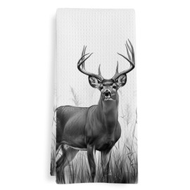 GWFSJYU Deer Hand Kitchen Towel, Rustic Deer Bathroom Decor, Elk Dish Tea Towels for Kitchen, Deers Gifts for Women Men, Fawn Moose Decorative Hand Towels for Bathroom Cabin, 16x24 in