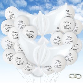 22 Pcs White Memorial Balloons Set, White Funeral Balloons to Release In Sky with 2 Pcs Peace Dove Balloons Funeral Remembrance Balloons for Funeral Condolence Memorial Decoration
