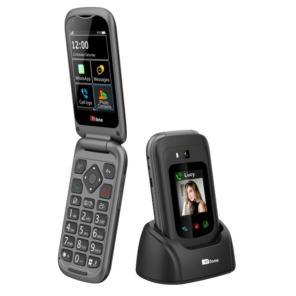 TTfone TT970 Whatsapp 4G Touchscreen Senior Big Button Flip Phone - Pay As You Go Prepaid - Simple and Easy to Use (£0 Credit, THREE)