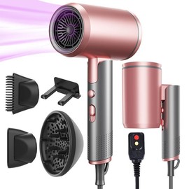 Professional Hair Dryer, 1 Count Foldable Hair Dryer with Diffuser & Concentrator & Hanging Rack, US Plug Fast Drying Hair Blow Dryer for Home & Travel, Winter Gift, Gift Set, Christmas Gift, Blower Dryer, Hair Blower, Winter Gift - Color: rose gold, Spe