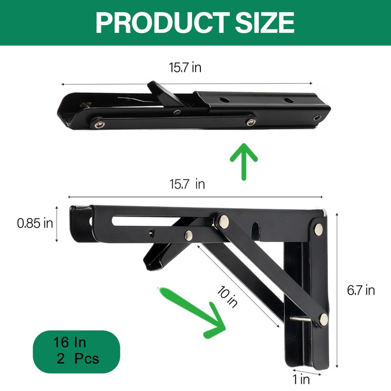 2 Pcs Heavy Duty 304 Stainless Steel Collapsible Triangle Shelf