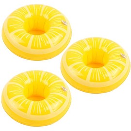 Inflatable Drink Holder 3 Pack Lemon Drink Pool Floats Cup Holders for Summer Pool Party, Variety Shape to Choose
