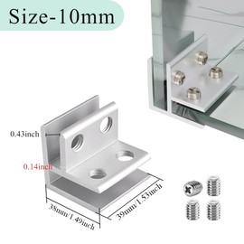 JruiZhp 4Pcs 90 Degrees Glass Clamp, Silvery Aluminum Alloy, Wall Mount, 10mm Thick Glass/Wood Board, Shelf Brackets