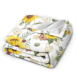 Manta floral de girasol, manta de franela ultra suave y acogedora, de forro polar, ligera, mullida, para cama, silla, sofá, 50 x 60 pulgadas