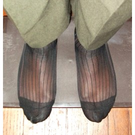 The Sock Man Socks & Shoes Mens Sheer Nylon Thick N Thin Socks, Cap Toe / Heel Clock Pattern Ankle SZ 10-13 - Black