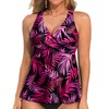Tempt Me Women Pink Leaves Tankini Top Only Flowy Swim