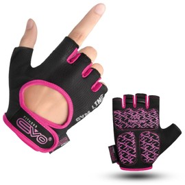 EVO Fitness Women Weight Lifting Gym Gloves Breathable Workout Ladies Exercise Training Bodybuilding Girls Cycling with Non-Slip EVA Foam Palm Protection (Pink, Large)