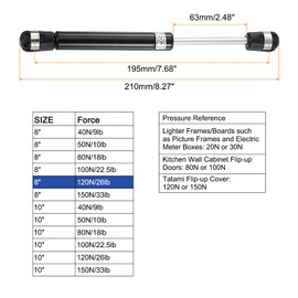 sourcing map 8 Inch 120N/26lb Gas Shock Strut Lift Support, Gas Spring for RV, Bed Floor, Hatch Door, TV Cabinet, Box Lid (Black, Set of 4)