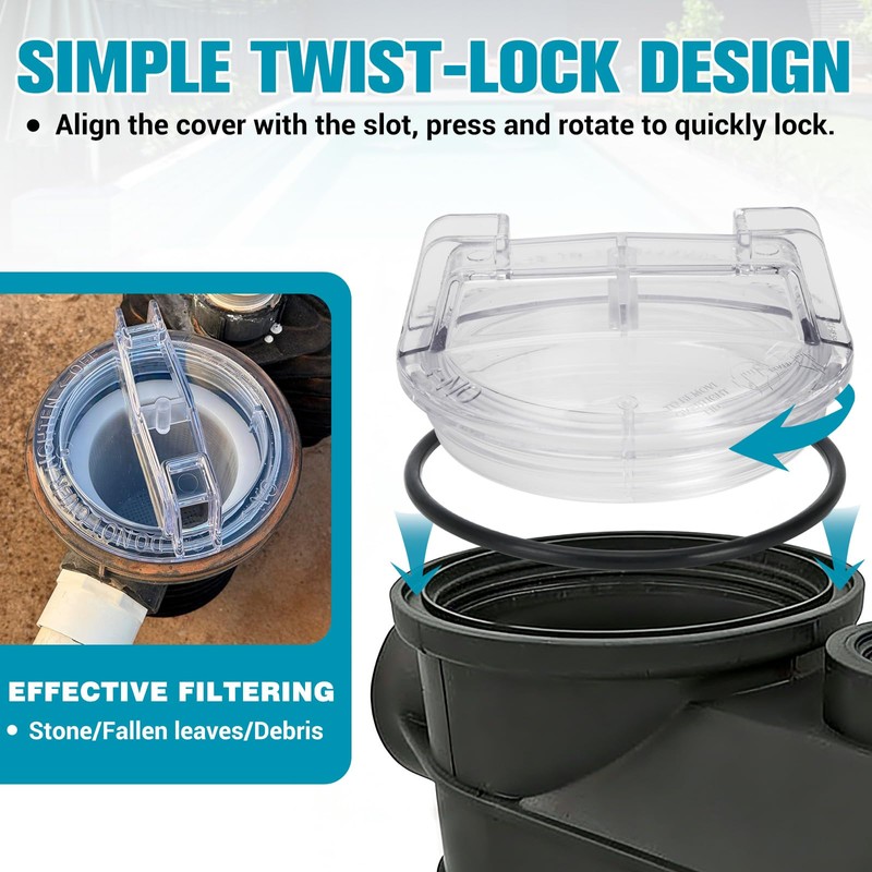 C3-185P Pool Pump Lid Trap Cover with O-Ring, Compatible with