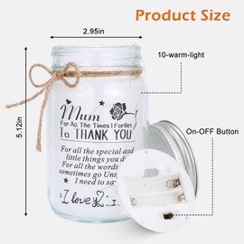 Mason Jar Night Light Mothers Day Gifts for Mum from Daughter, Son, Kids,Christmas Birthday Gifts for Mum, Mama,Best Mum Gifts (For Mum)
