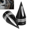 Unbranded Black Cut Spike Front Axle Nut Covers For Harley