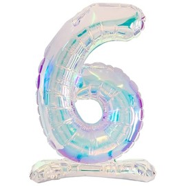 Folat 62951 Palloncino numeri 6 Iridescente 72 cm - Senza elio - Decorazioni per Compleanno, Baby shower, Matrimoni e Anniversario