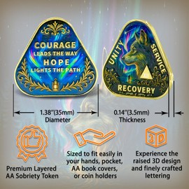 Leafence Wolf Sobriety Coin AA Recovery Medallion Unity Service Recovery Chip Inspirational Sobriety Recovery Medallions Alcoholics Anonymous Token (Wolf Sobriety Coin, 12 Years)
