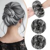 Qunlinta 2 PCS Large Messy Bun Hair Piece, Thick Wavy