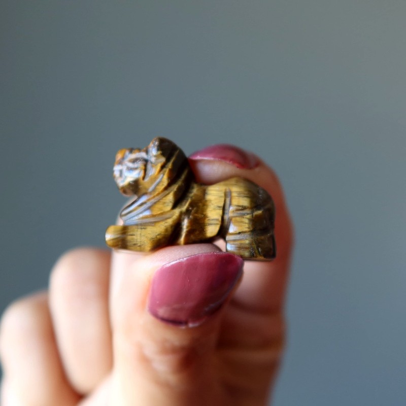 Satin Crystals Tigers Eye Lion 1" Miniature Animal Double