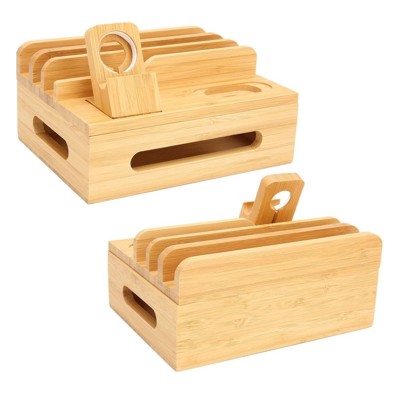 Bamboo Charging Station for Multiple Devices Charging Station Stand Rack