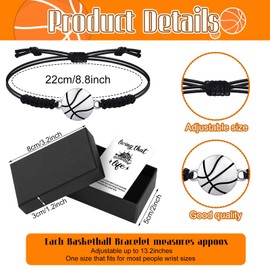 WILLBOND Basketball Bracelet Basketball Charm Bracelet with Cardboard and Box Basketball Volleyball Gift Basketball Accessories Bracelets Adjustable Woven Jewelry Sports Christmas Party (Basketball)