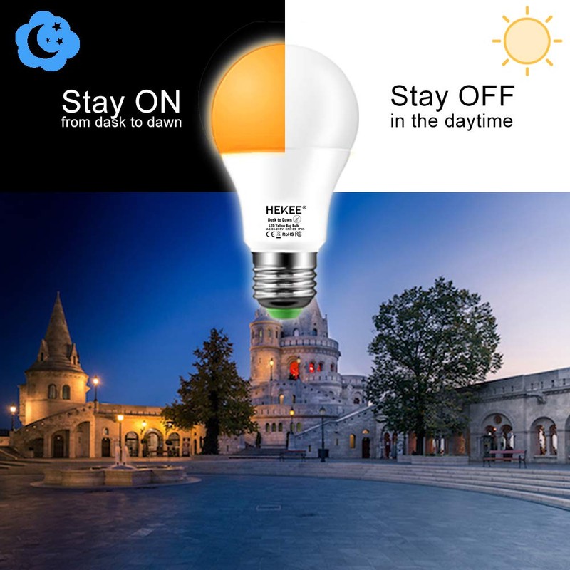 Dusk To Dawn Light Bulbs A19 8W 720 Lumens, Amber