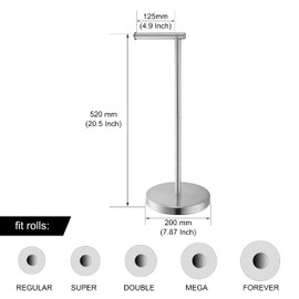 RODDEX Toilet Paper Holder Stand SUS304 Stainless Steel Freestanding Toilet Wipes Dispenser Modern Bathroom Storage Floor Free Standing Toilet Tissue Roll Holder, Brushed Nickel Finish