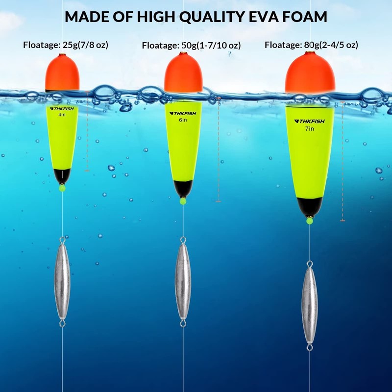 THKFISH Slip Bobbers Floats EVA-Slider-Bobbers Slip Corks for Sea Fishing
