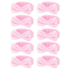 TIOSRU 10 Pack Spa Headband for Washing Face Pink Skincare Headbands Bulk for Women Girls Soft Coral Fleece Hairband Cute Bow Headbands for Washing Face Makeup