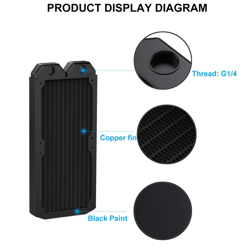 DIYhz Water Cooling Computer Radiator, 12 Pipe Thick Copper Heat