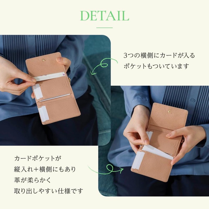 Kiotchiola Women's Mini Wallet, Trifold, Genuine Leather, Compact, Slim Wallet,,