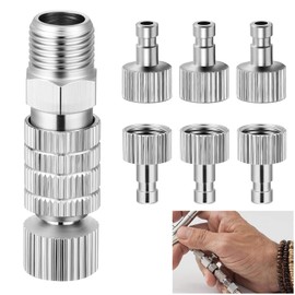Airbrush Adapter, Pack of 7 Airbrush Quick Coupling, 1/8 Inch Sockets and Plug Adaptor, Adjustment Control Valve, Airbrush Accessories, Airbrush Quick Coupling Disconnect Adapter Kit, Airbrush Quick